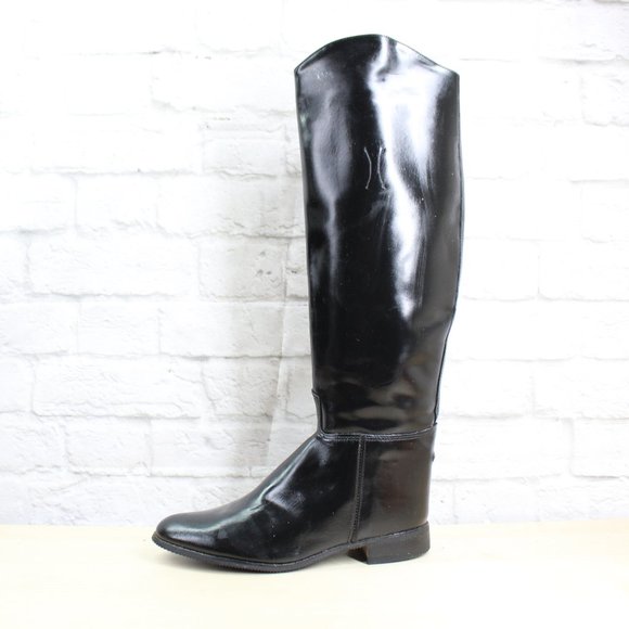Women's Black Smooth Leather Over The Knee Riding Boots USA Made Size 10 - Picture 1 of 11